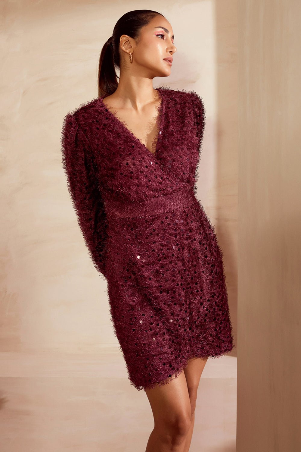 Party Stopper Fur-Sequin Dress