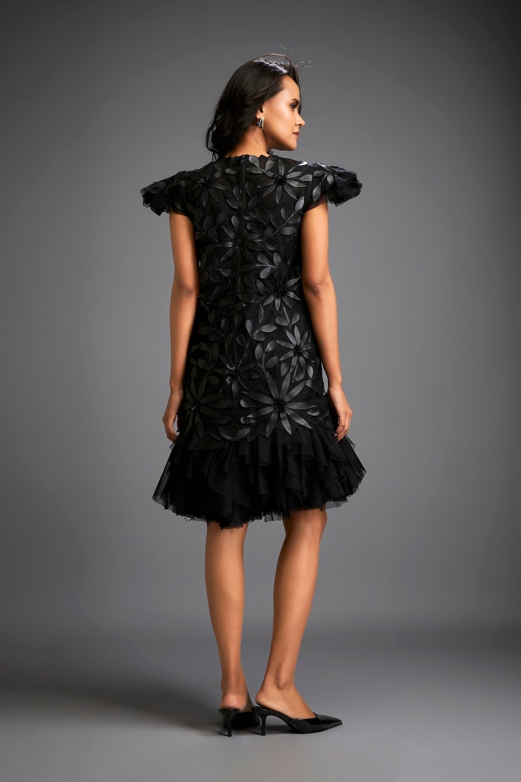 Short Floral Appliqu� Dress