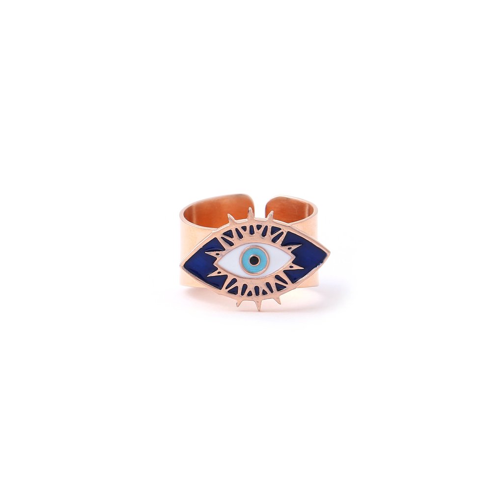 Evil Eye Adjustable Ring-Rose Gold