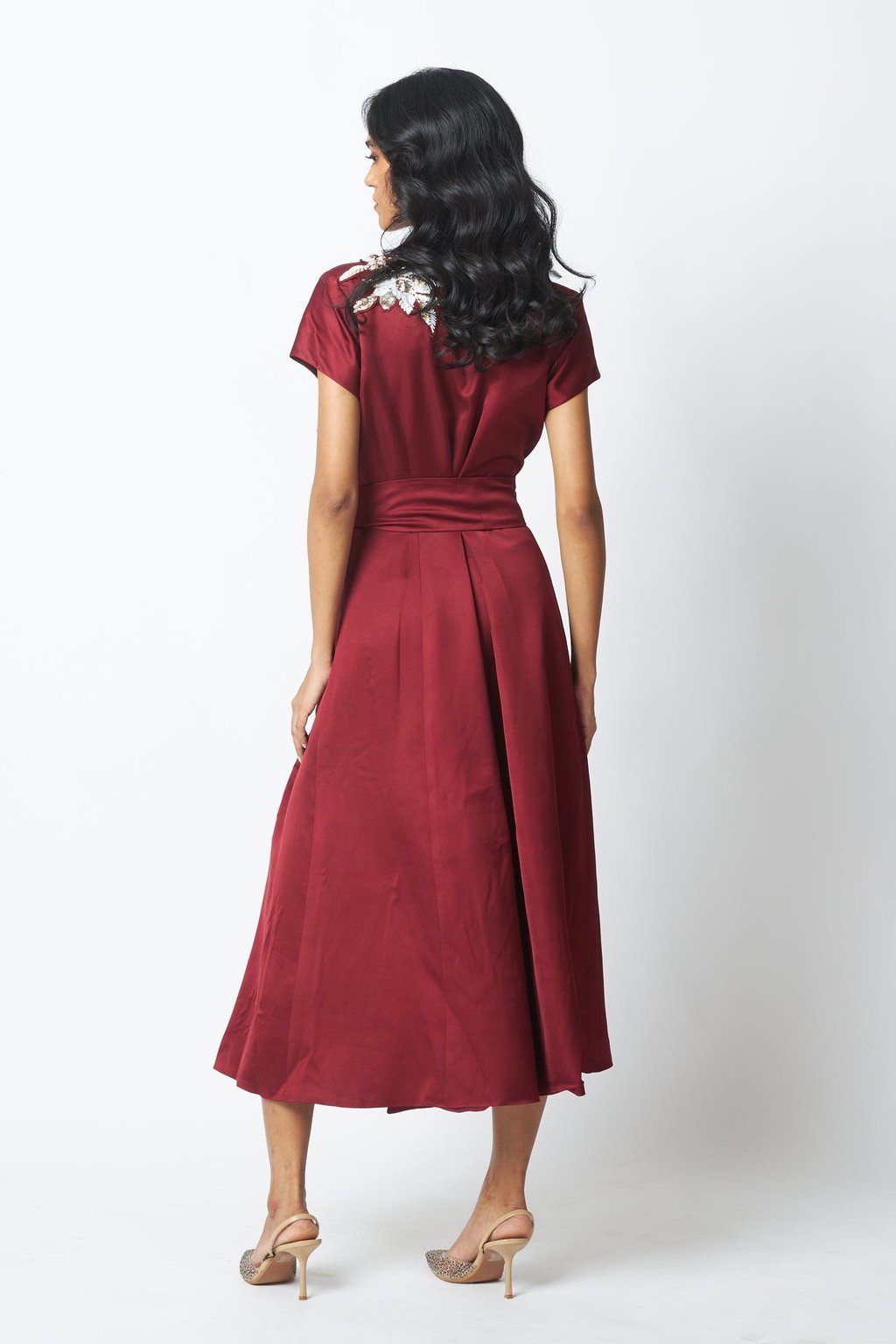 Ravena - Floral Broach Long Wrap Dress
