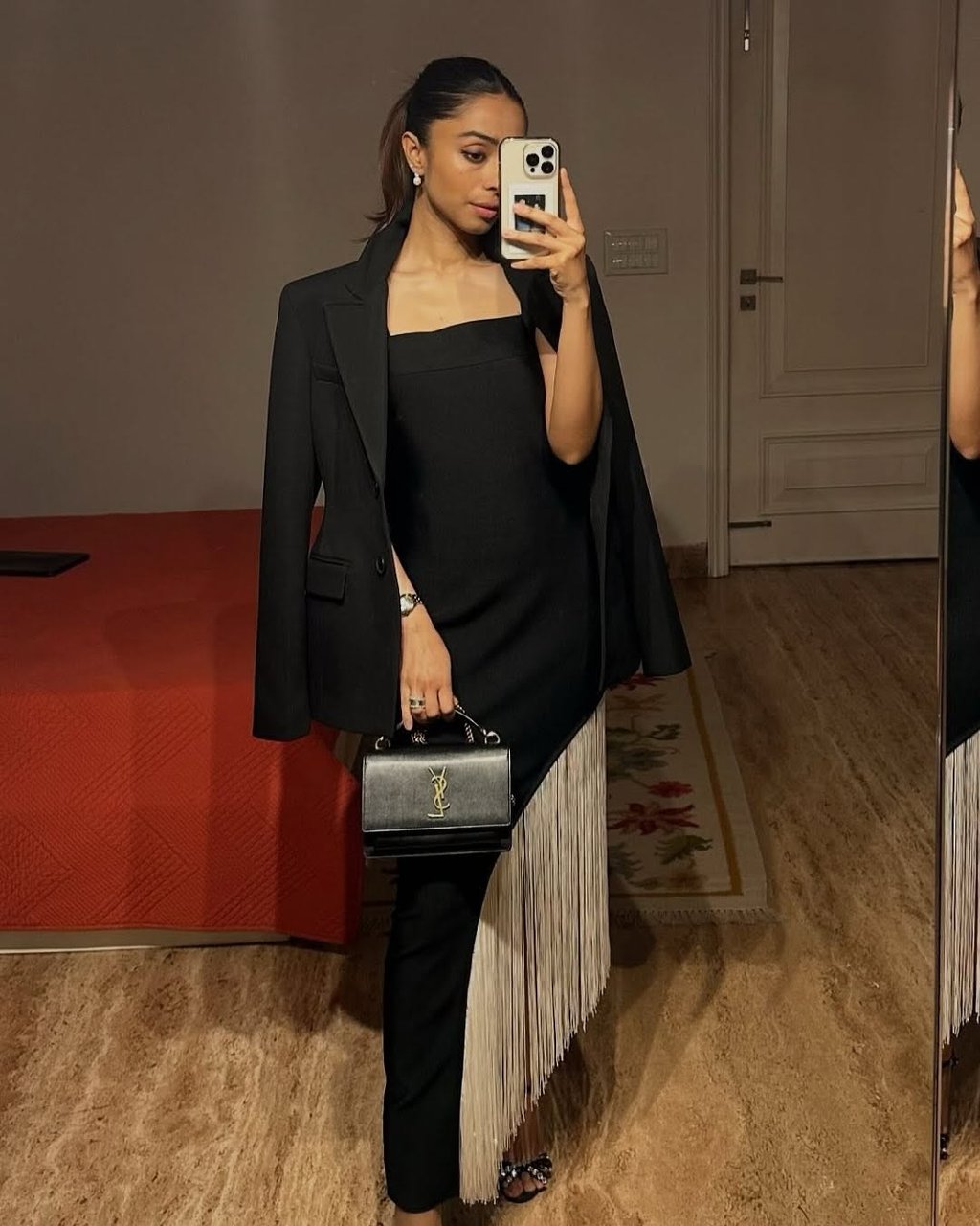 Petite Figure Form Bandage Asymmetric Fringe Hem Knit Dress