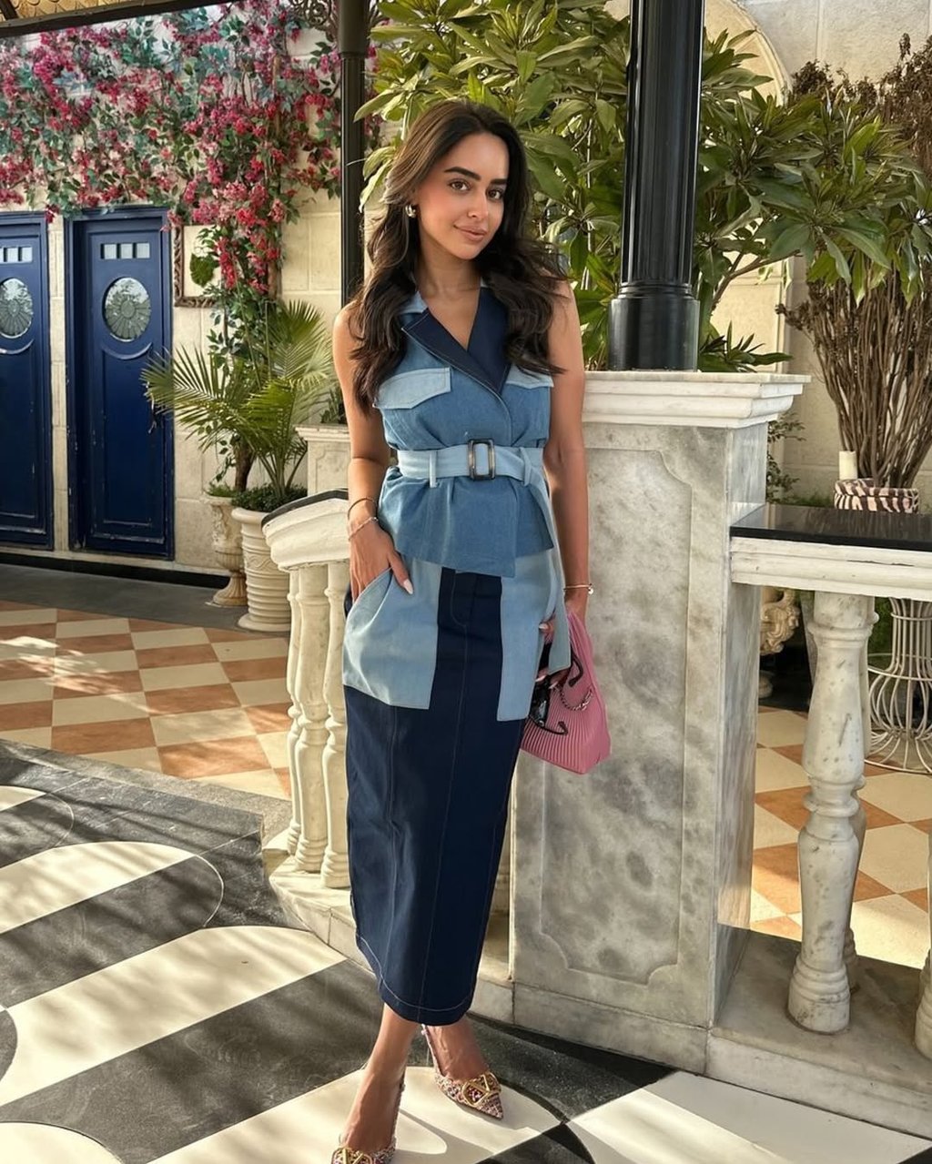 Chinque Terre Mix Match Patched Denim Dress