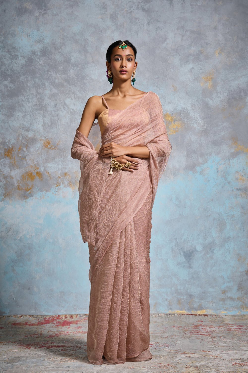 Tisya Tissue Pastel Peach Sarees