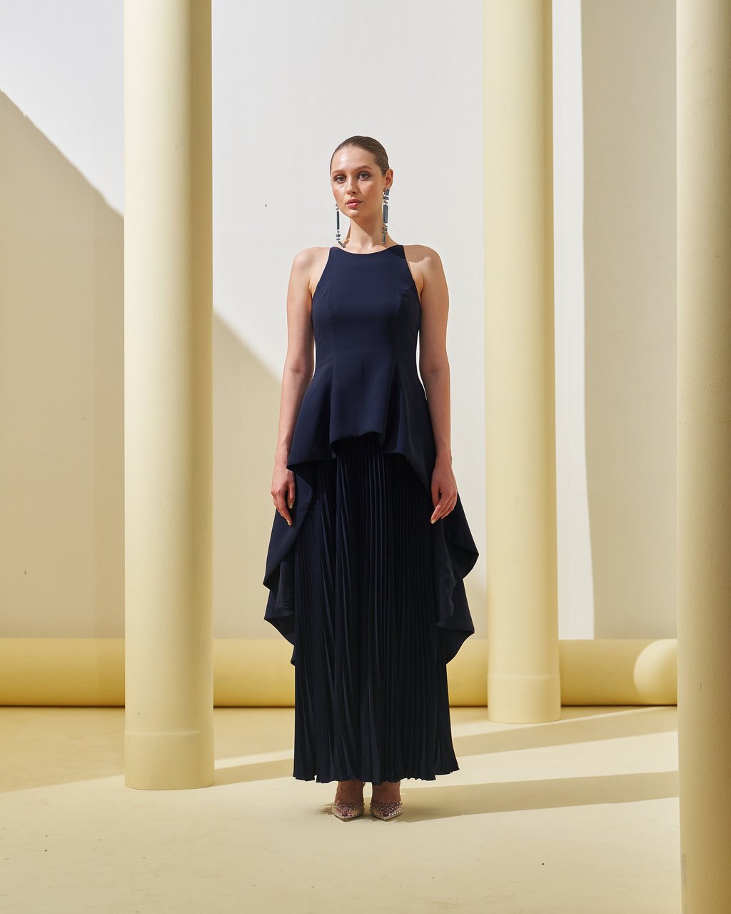 Peplum Pleated Gown