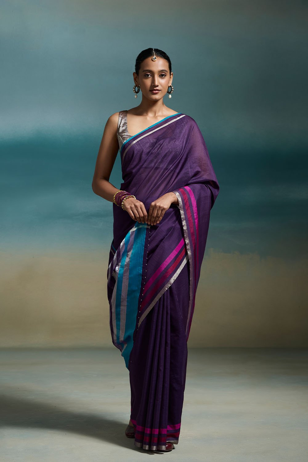 Vasavi Handloom Chanderi Purple Sarees
