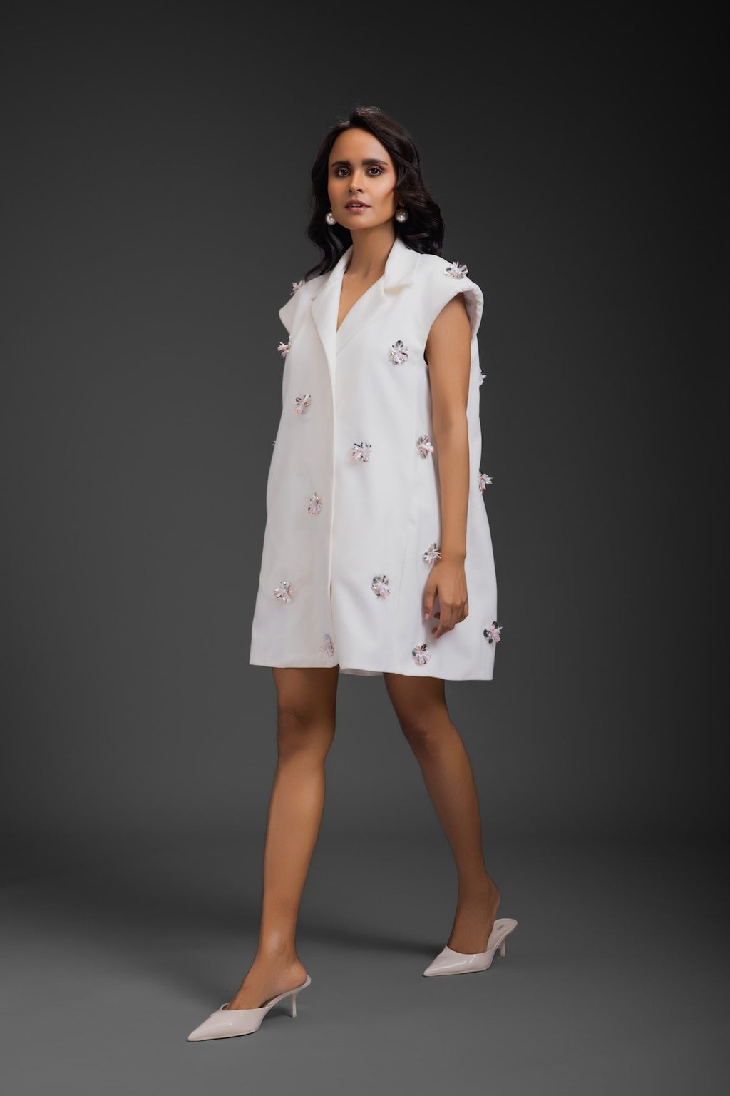 Blazer Dress with Neon Embroidery Detail