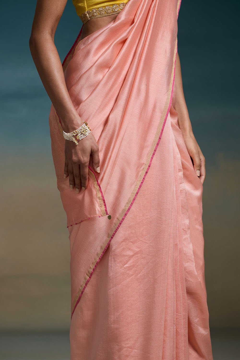 Dhriti Chanderi Peach Sarees