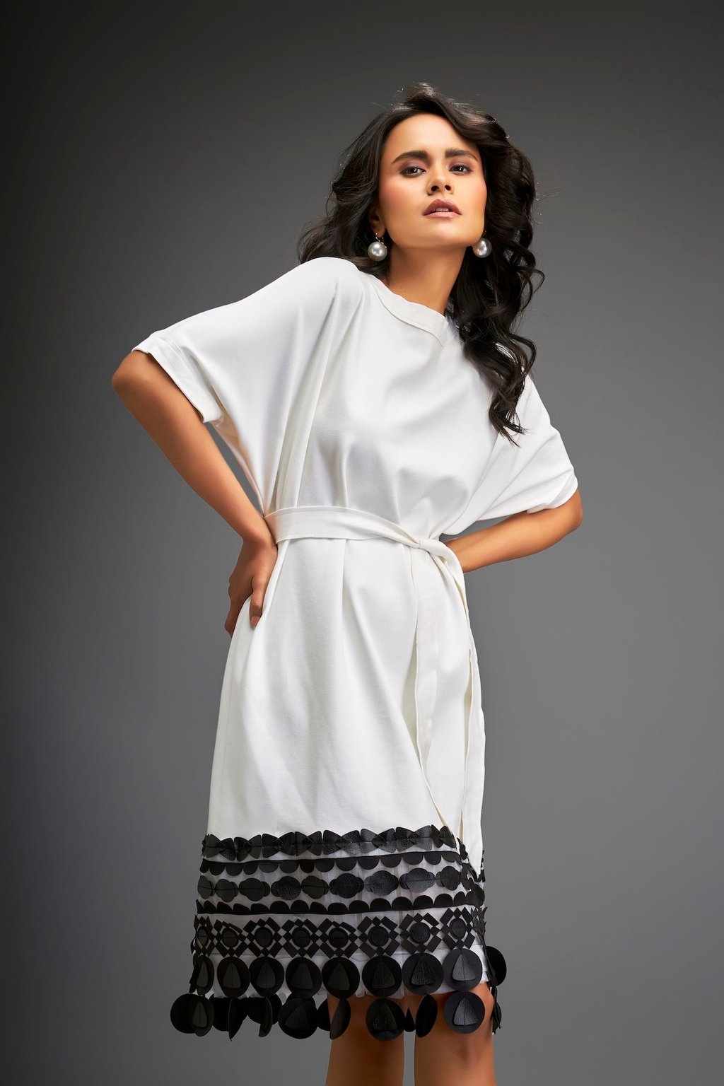 Short Dress with Detailing on the Hem