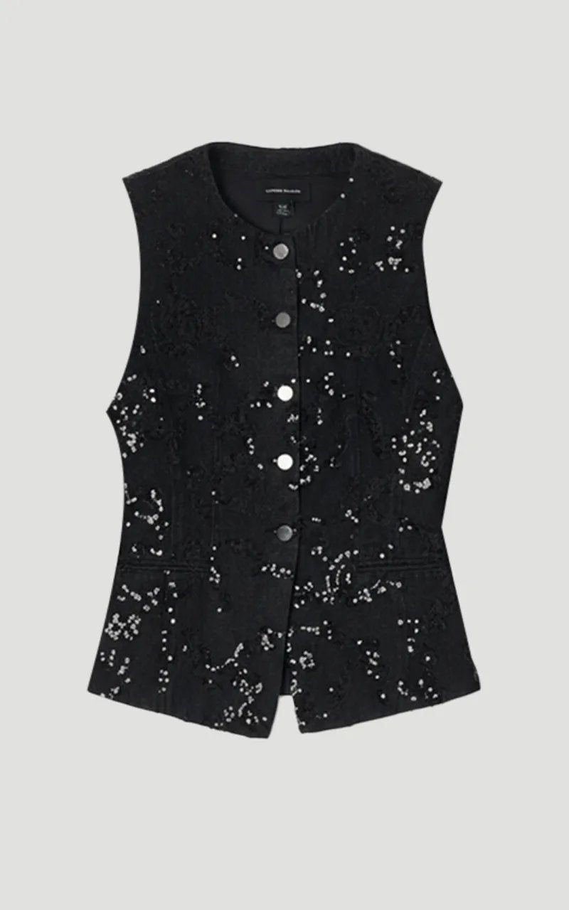 Sequin Denim Waistcoat