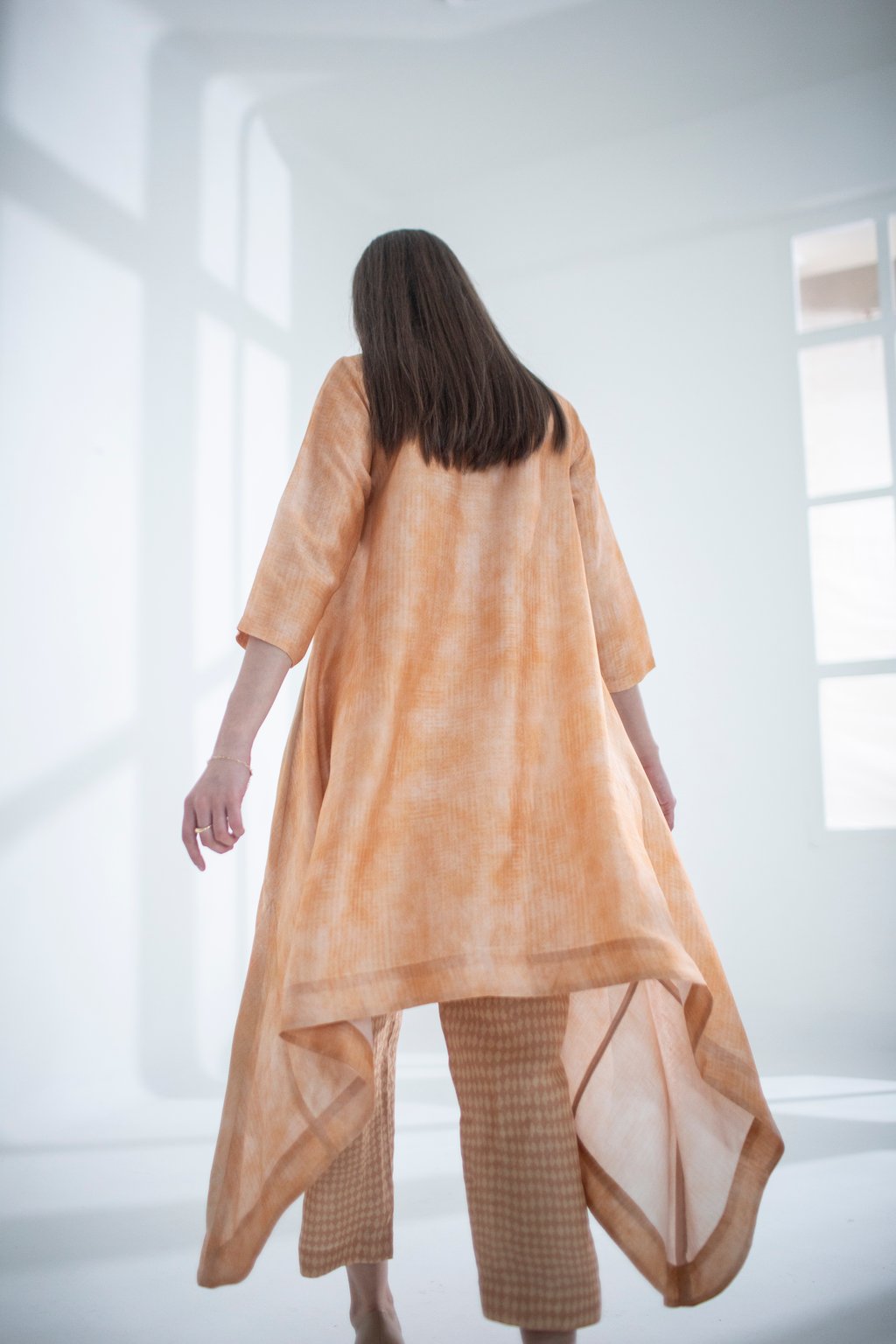 Light Peach High Low Kaftan Set