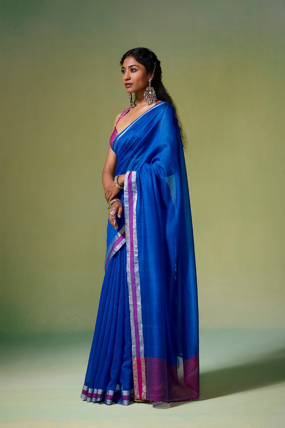 Khwaabida Chanderi Royal Blue Sarees