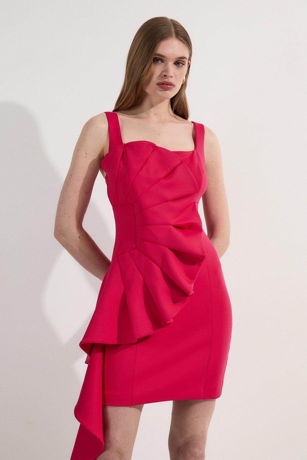 Scuba Drama Ruffle Woven Mini Dress