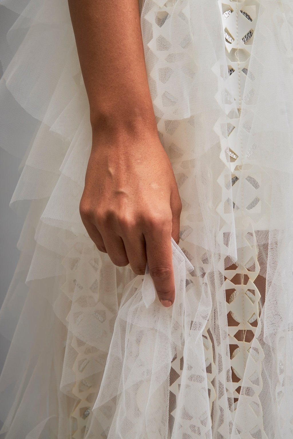 Tiered Tulle Skirt with Geometric Detailing