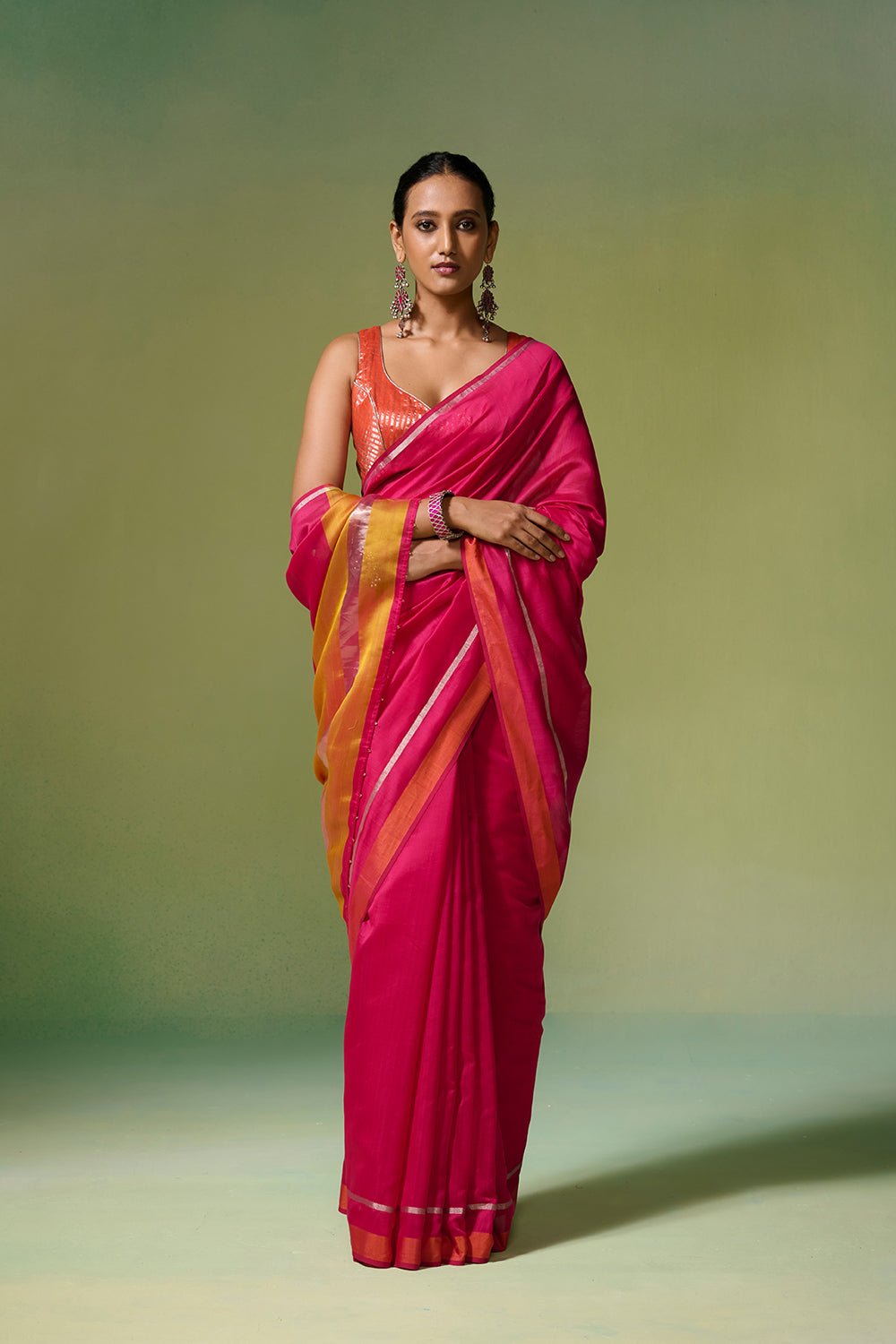 Fidha Chanderi Deep Pink Sarees