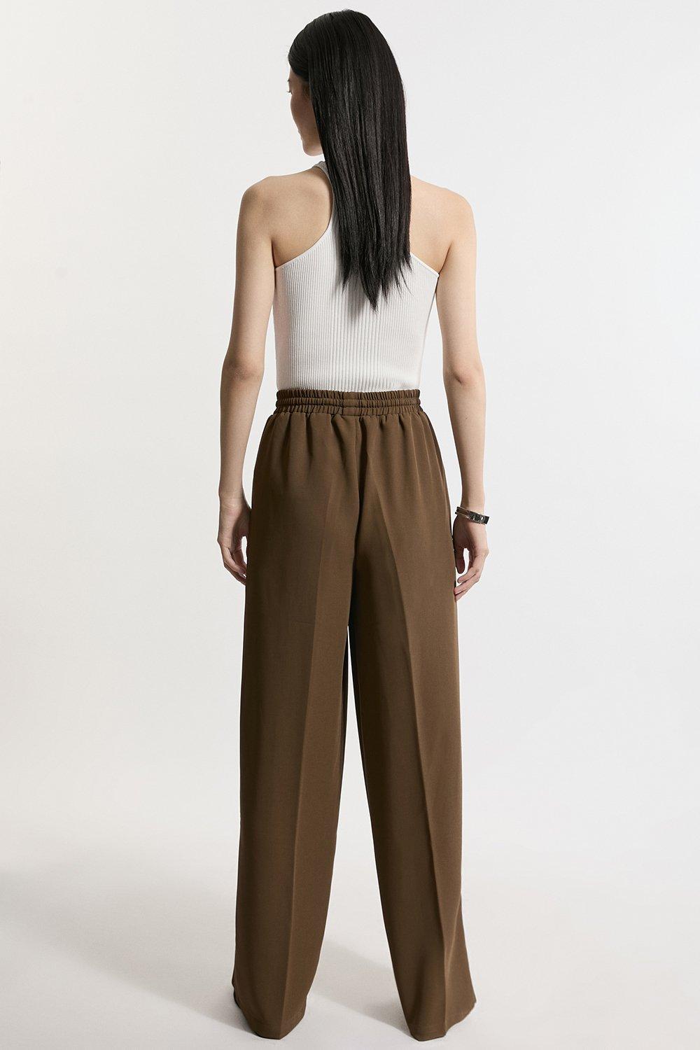 Twill Tie Waist Woven Straight Leg Trouser