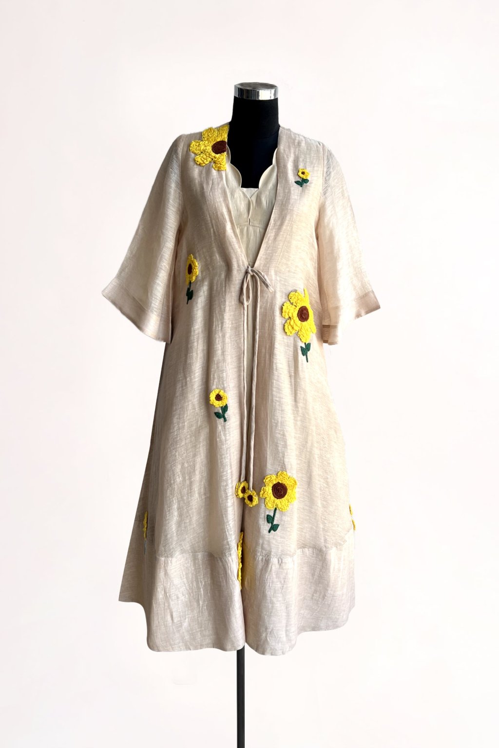 Ziya Dress with Cape Ecru