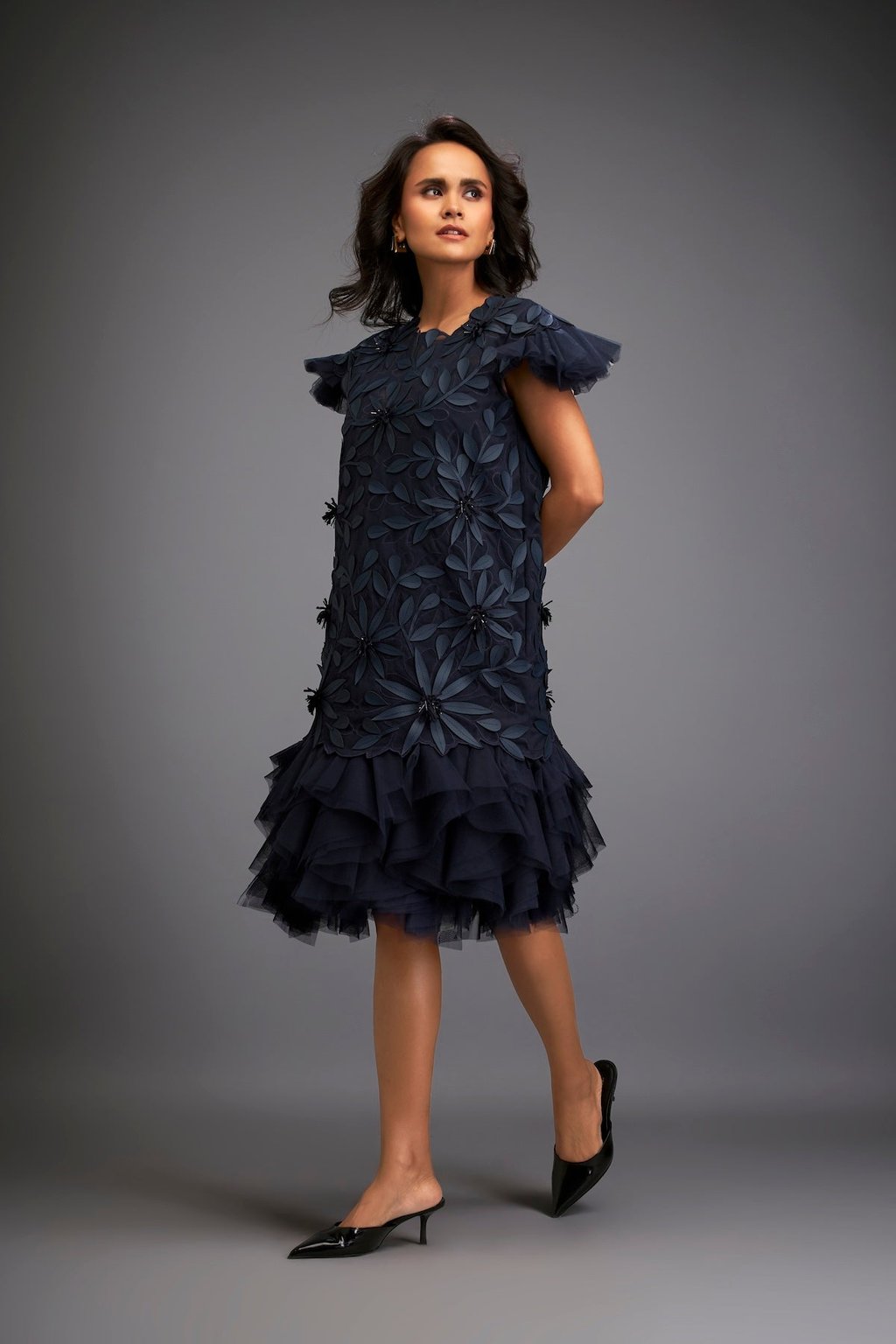 Short Floral Appliqu� Dress