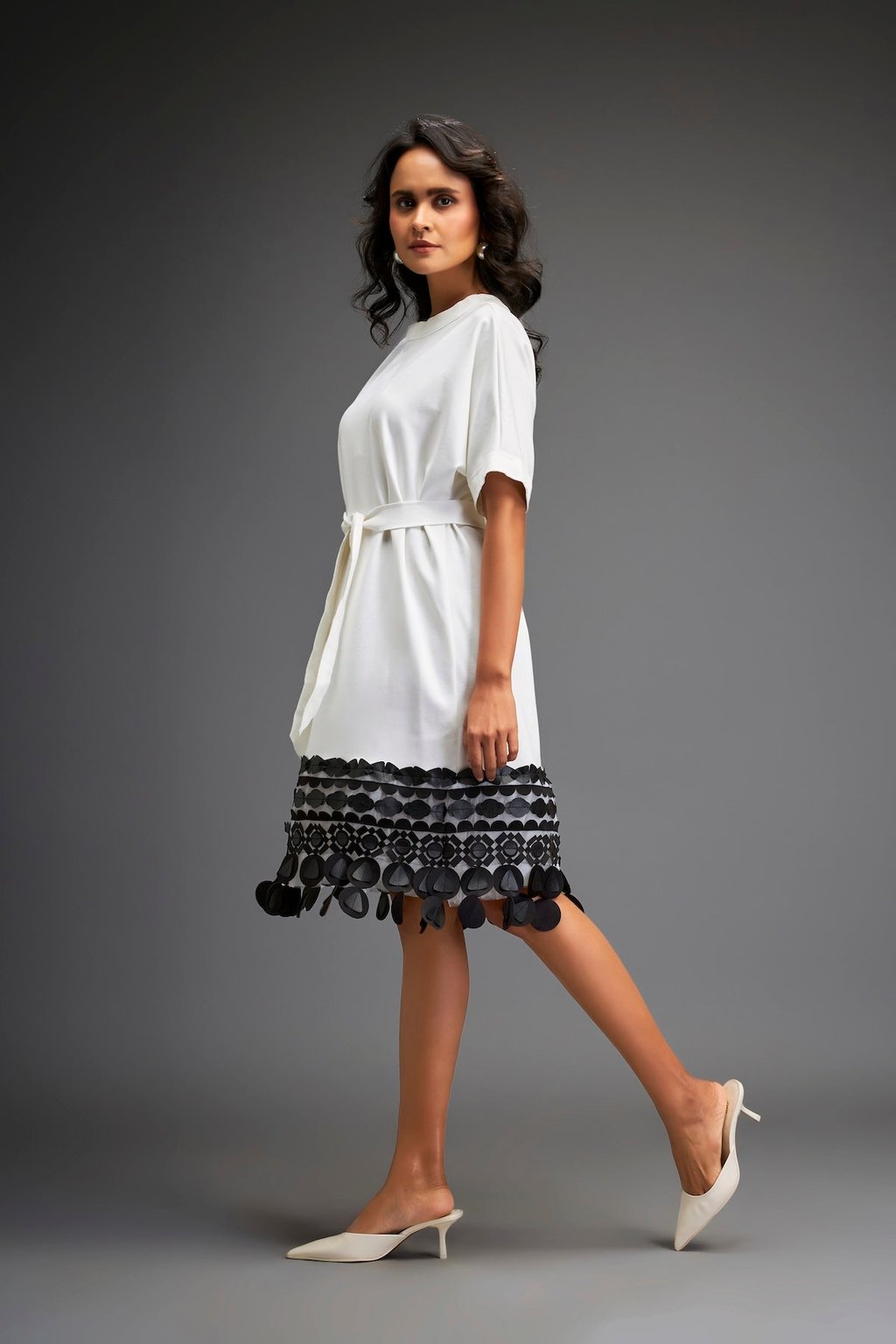 Short Dress with Detailing on the Hem