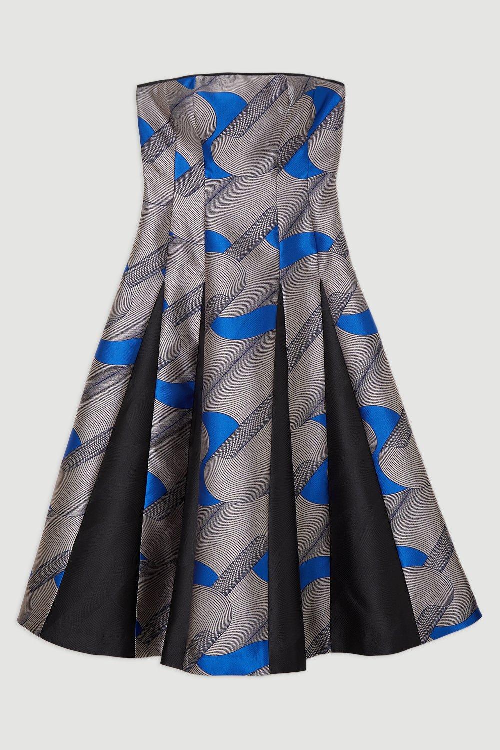 Amelia Graham Printed Tailored Bandeau Prom Dress