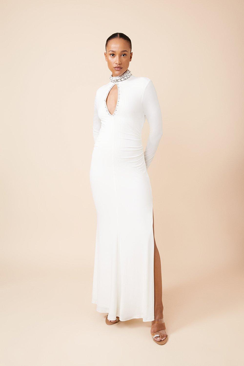 Embellished Jersey Crepe Maxi Dress