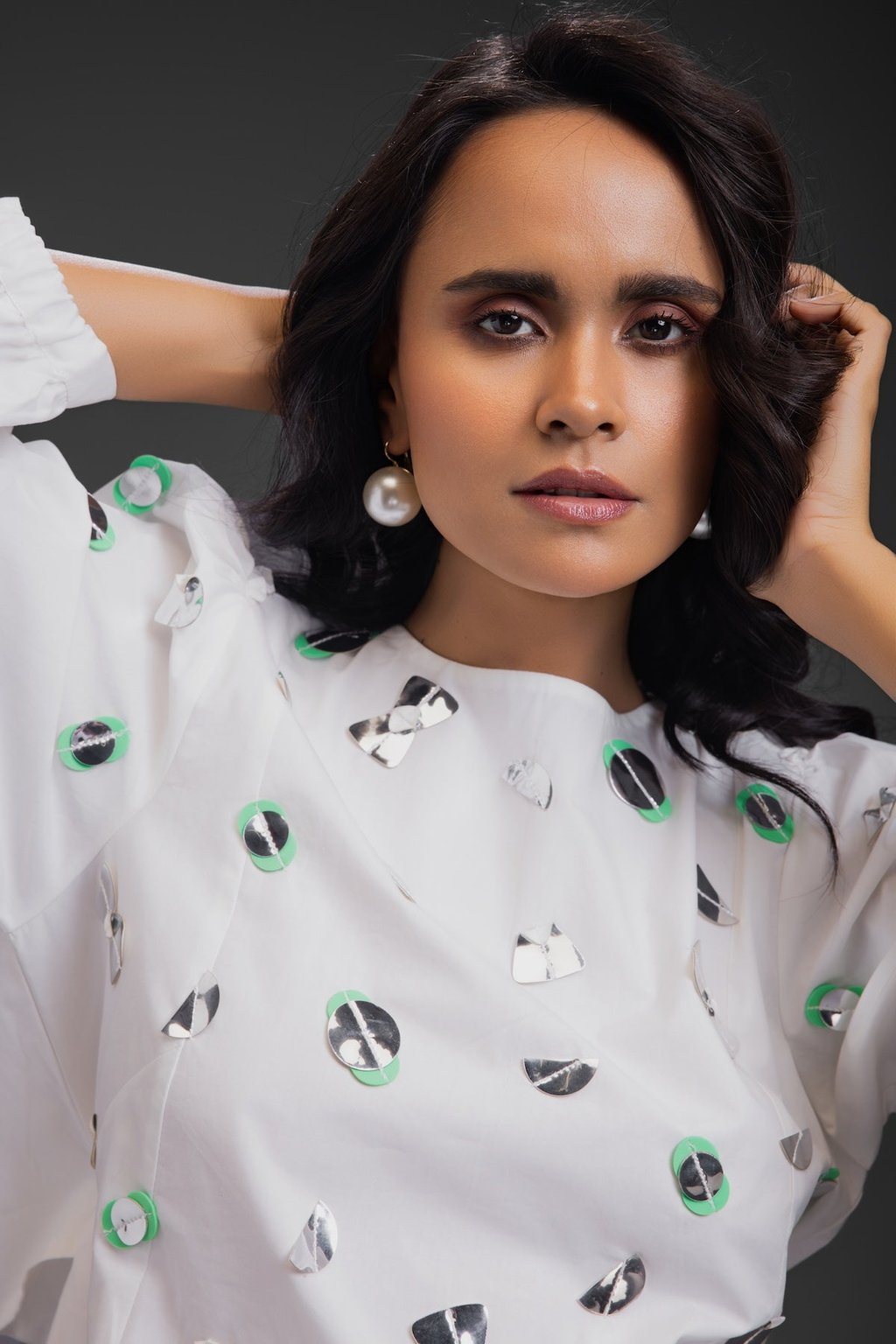 Cotton Dress with Neon Metallic Detailing