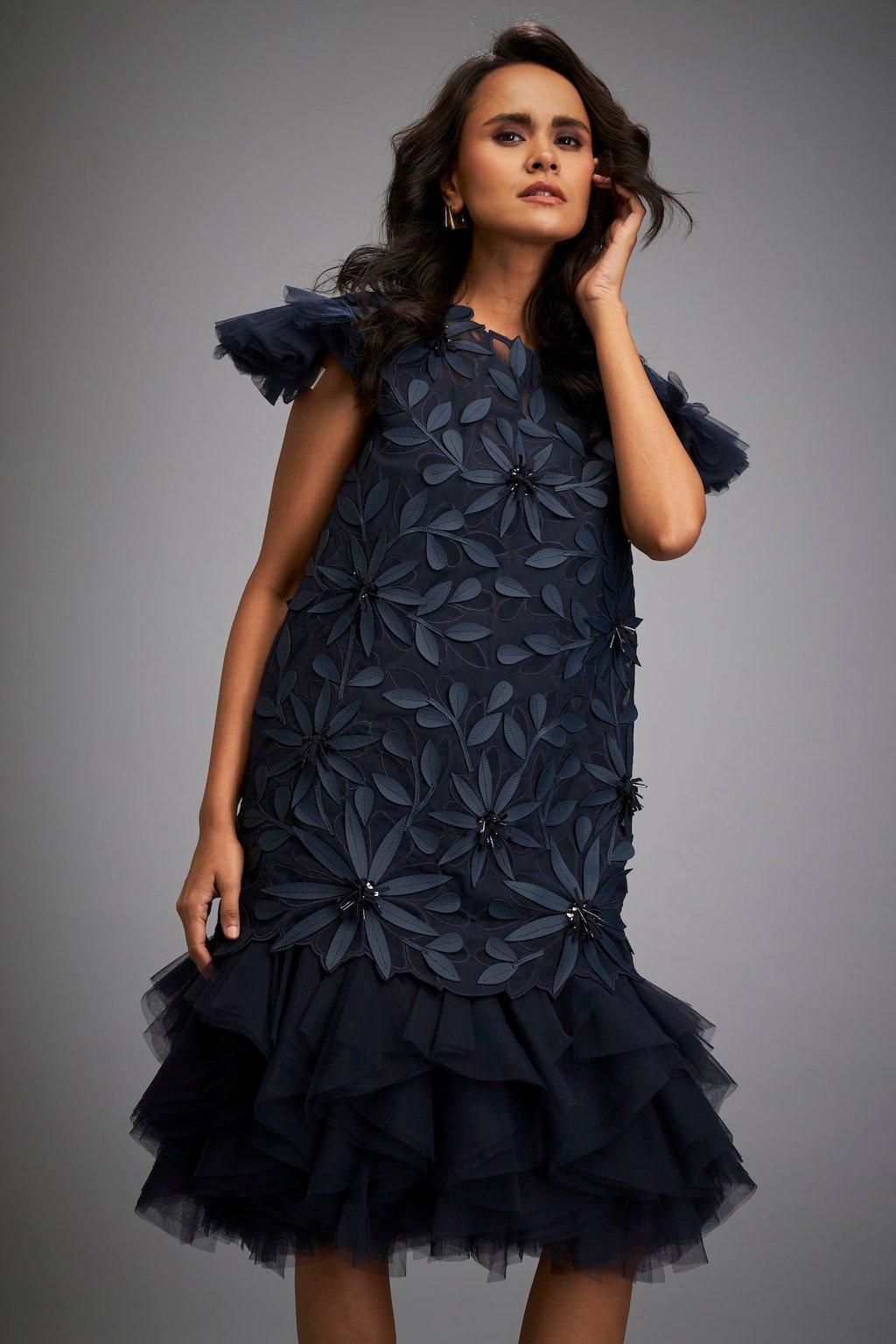 Short Floral Appliqu� Dress