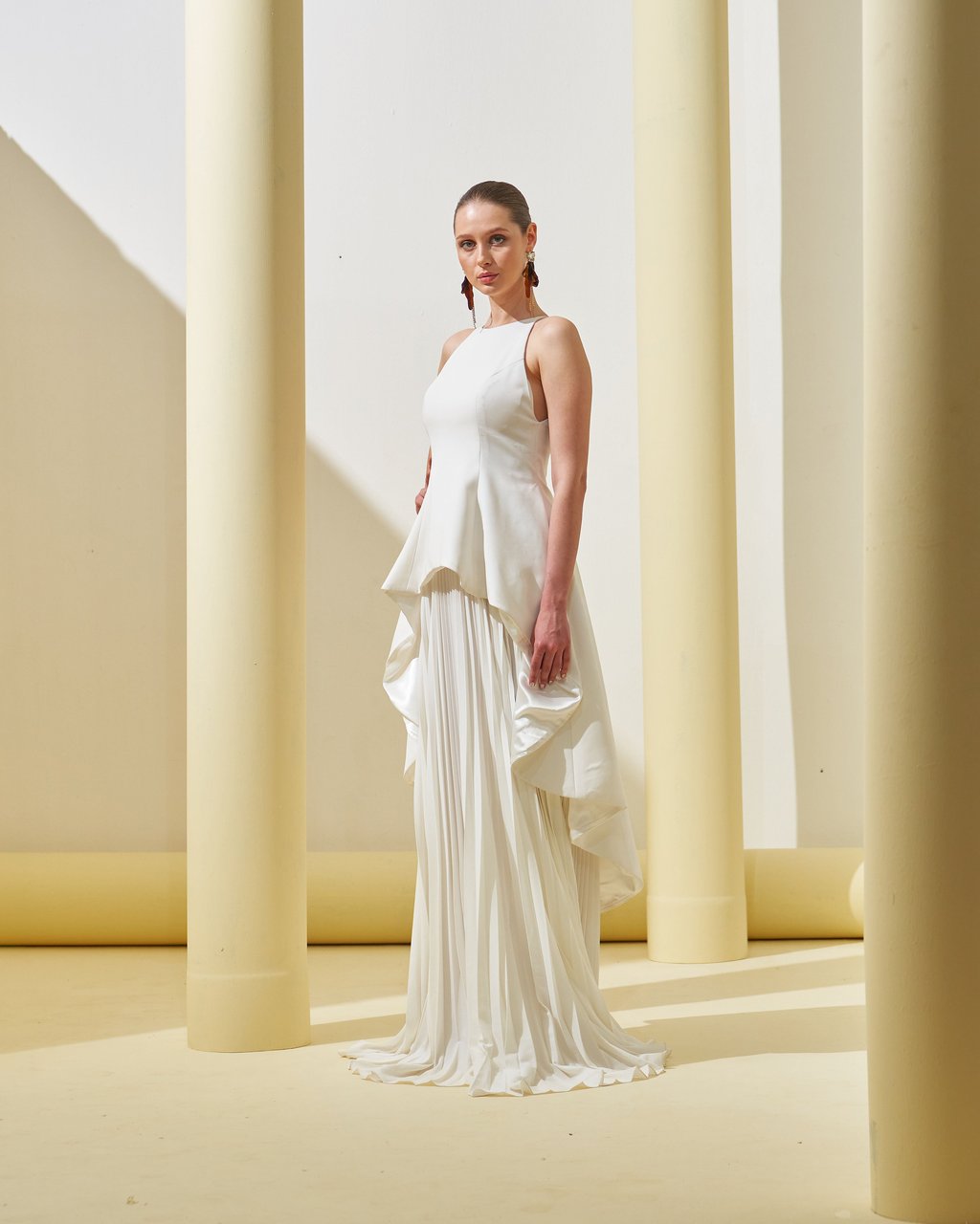 Peplum Pleated Gown