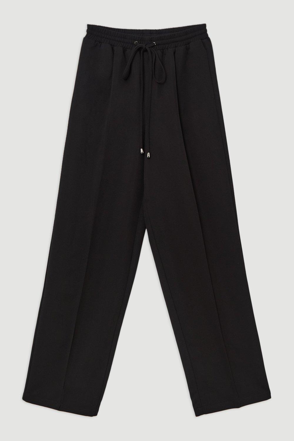 Twill Tie Waist Woven Straight Leg Trouser