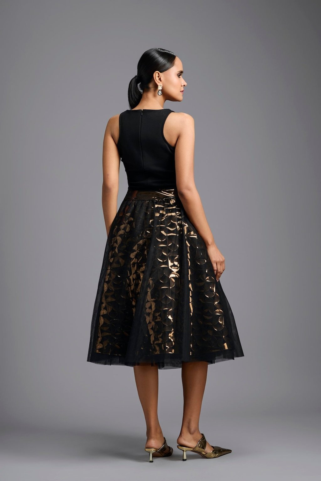 Metallic Cutwork Skirt