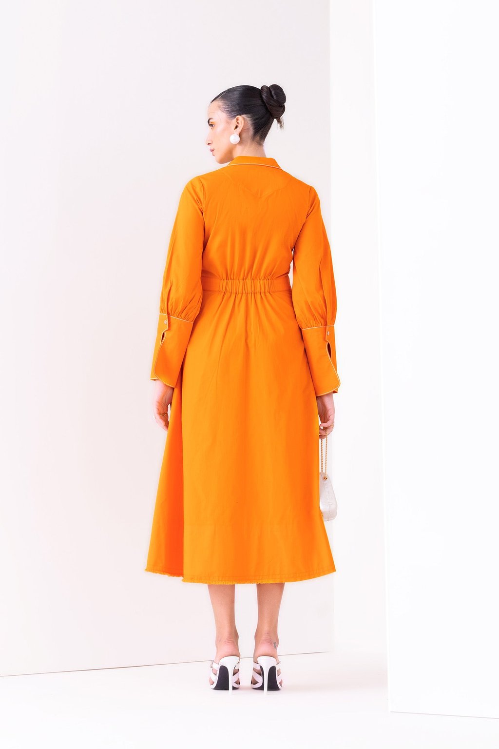 Papaya Dress Midi Sunset Orange