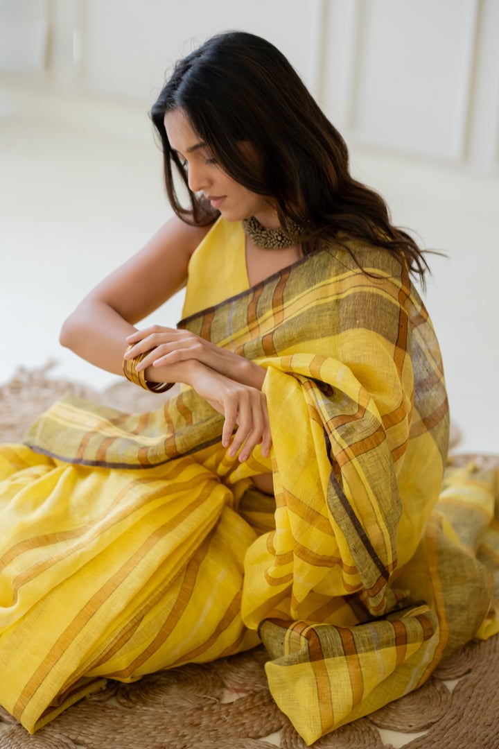 Marigold Linen Saree