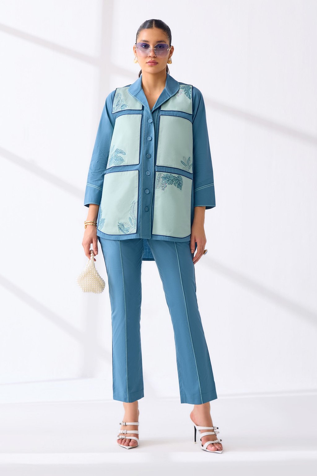 Rico Shirt Sea Foam & Petrol