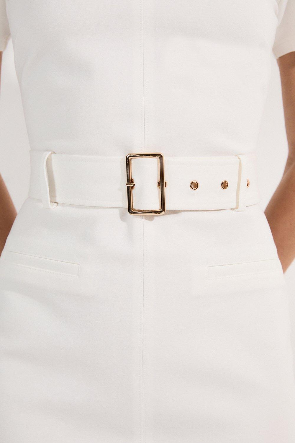 Belted Ponte Midi Dress