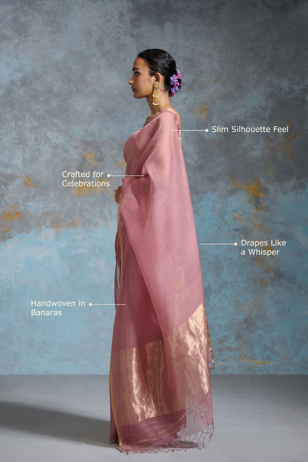 Kriti Organza Rose Pink Sarees