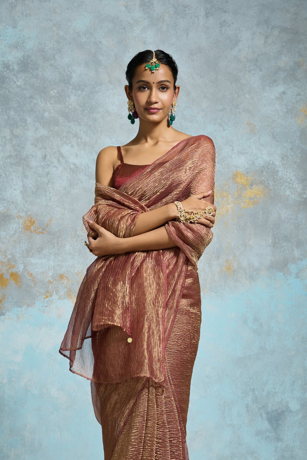 Sindoori Tissue Maroon Sarees