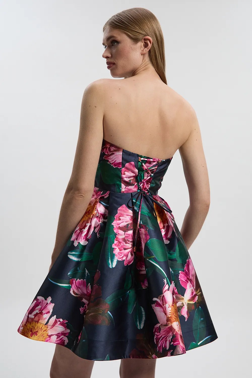 Romantic Floral Print Prom Woven Mini Dress