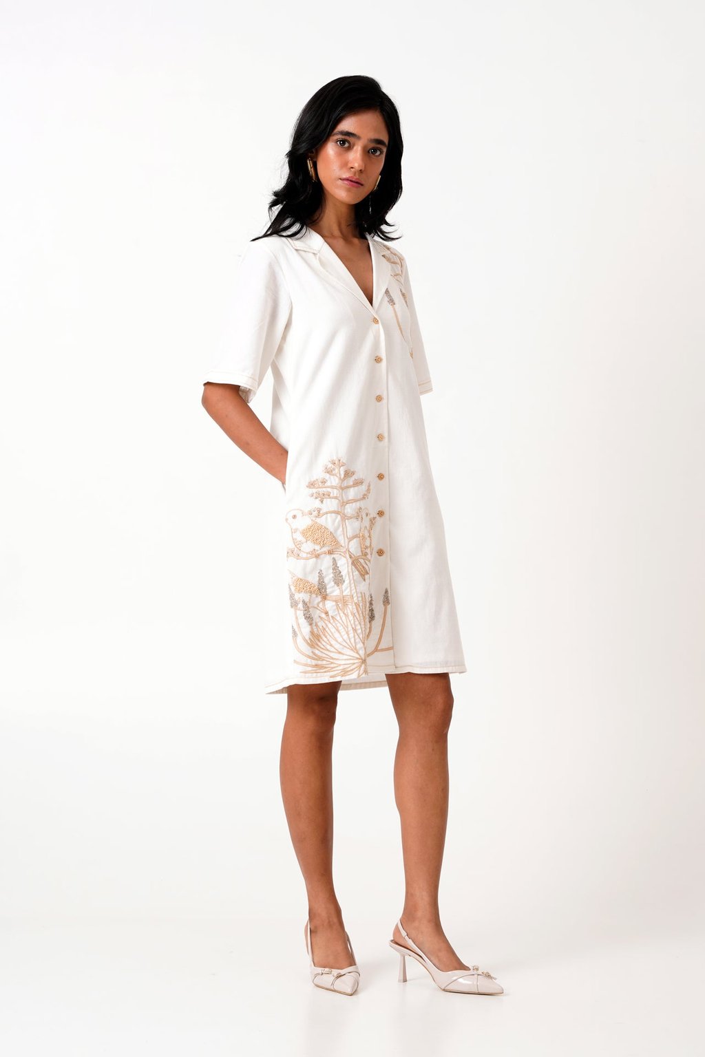 Taiwo - Embroidered Shirt Dress