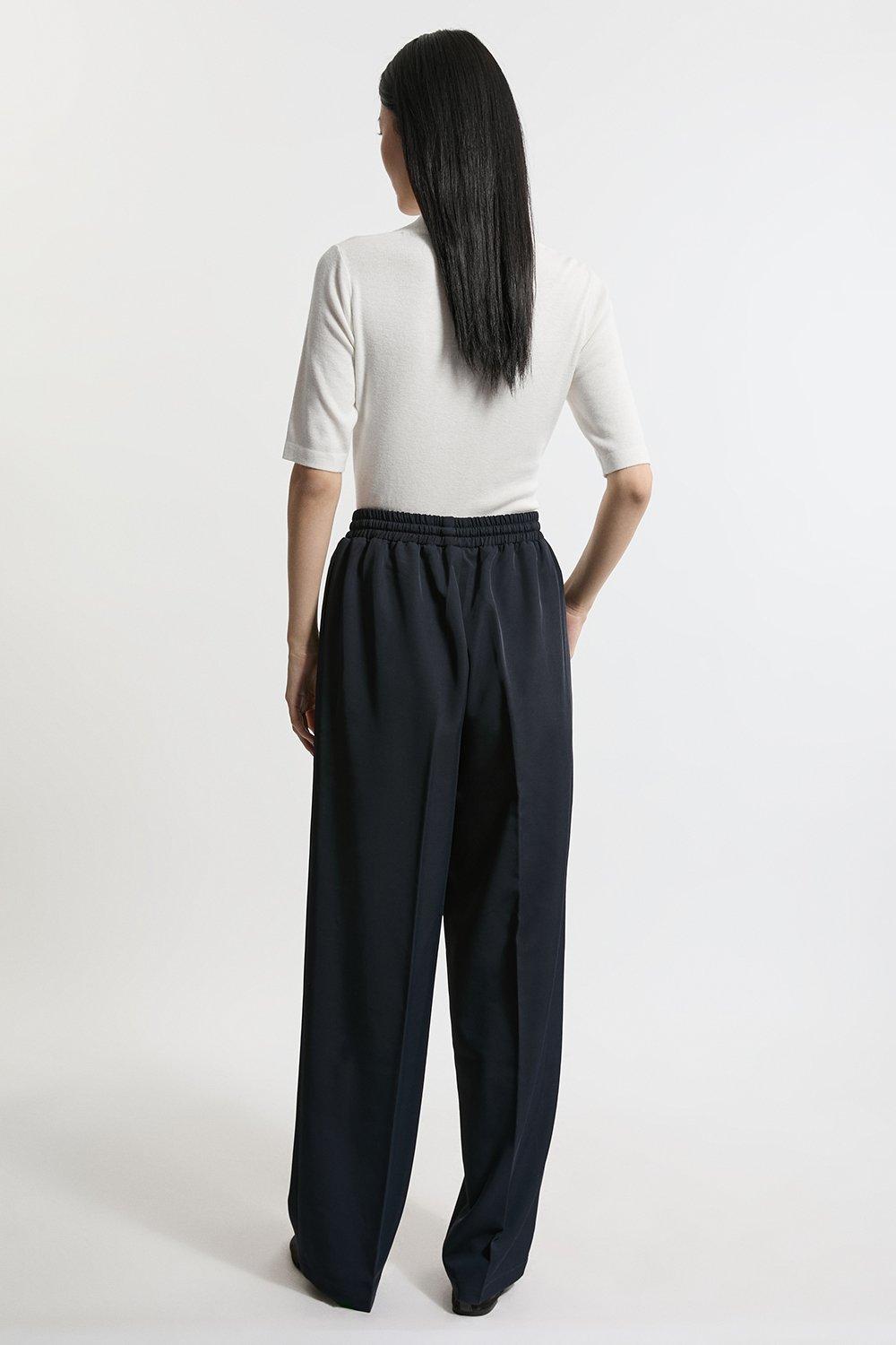 Twill Tie Waist Woven Straight Leg Trouser