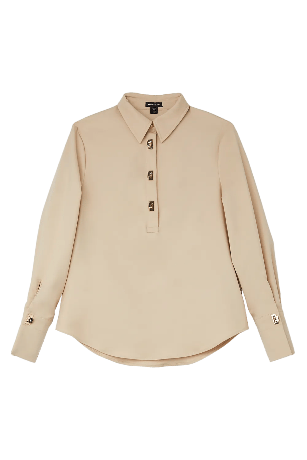 Techno Cotton Woven Shirt with Gold Clasp