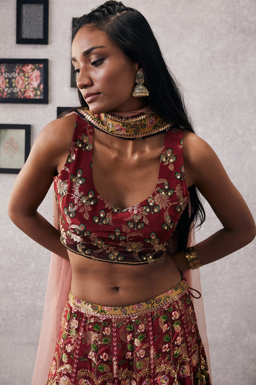 Mehr Embroidered Lehenga Set with Dupatta
