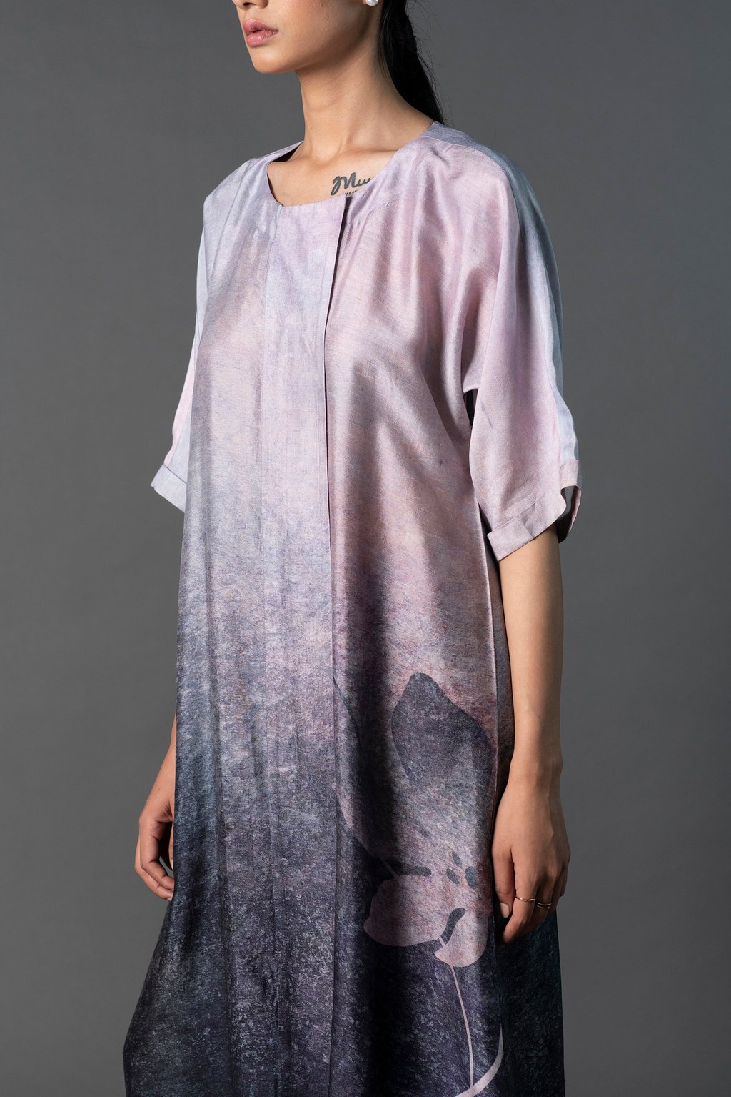 Array Bandhani Soft Greyish Purple Dress