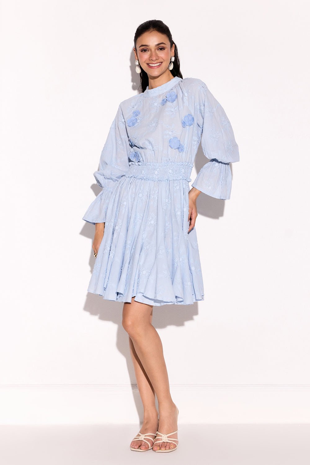 Dainty Embroidered Flower Applique Dress