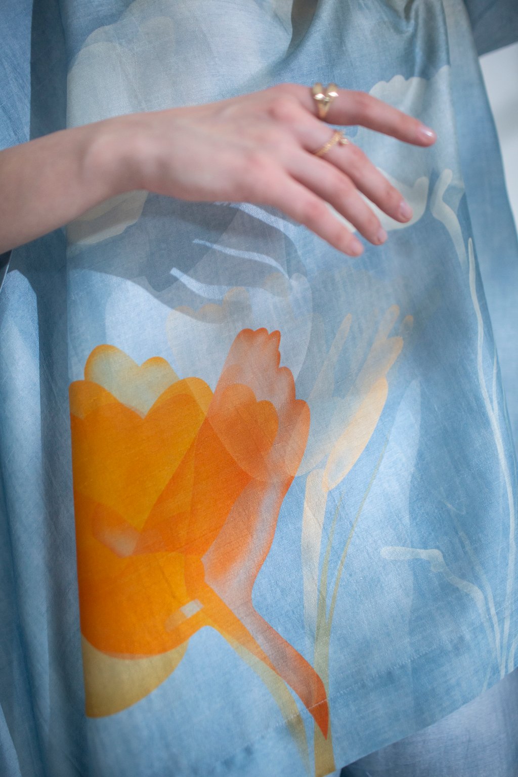 Light Blue One Side Kaftan Sleeve Set