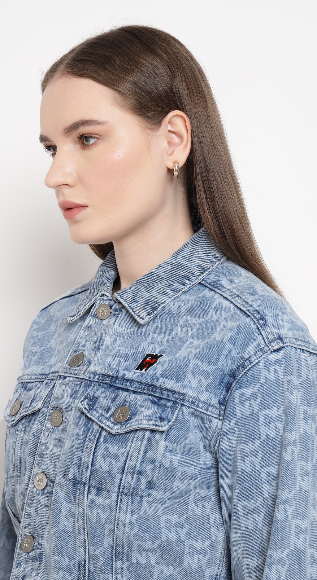Denim Jacket with Allover Logo