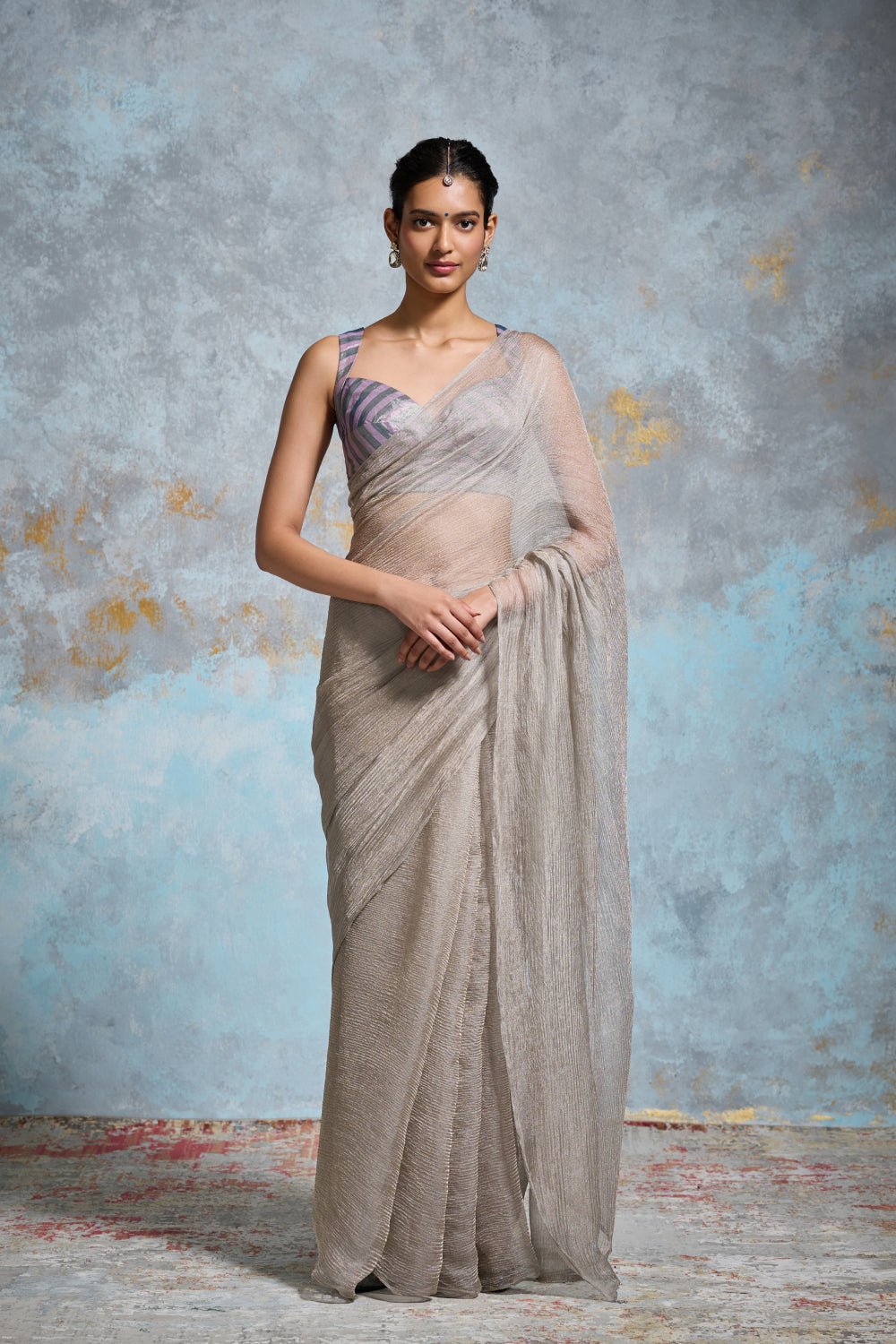 Sanjana Tissue Silver Grey Sarees