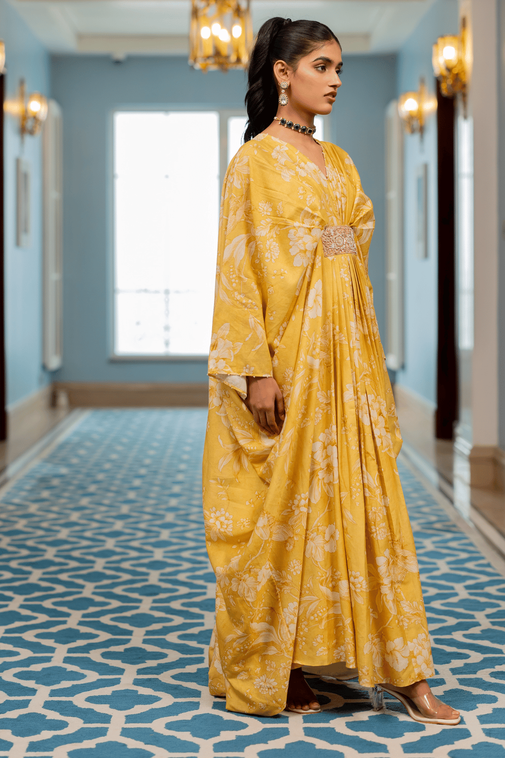 Hazel Kaftan - Yellow and Ivory