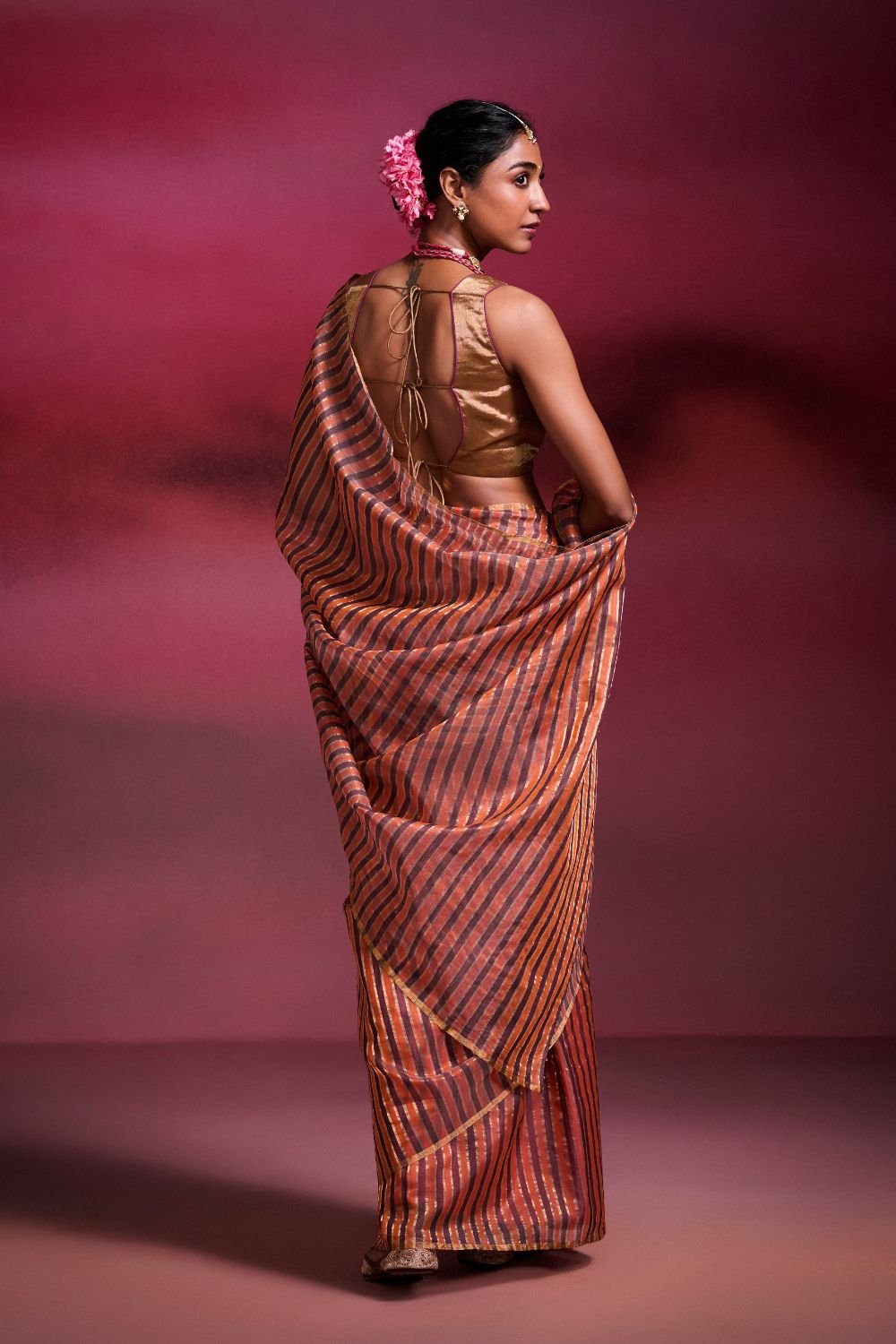 Chanderi Handwoven Saree with Embellished Pallu