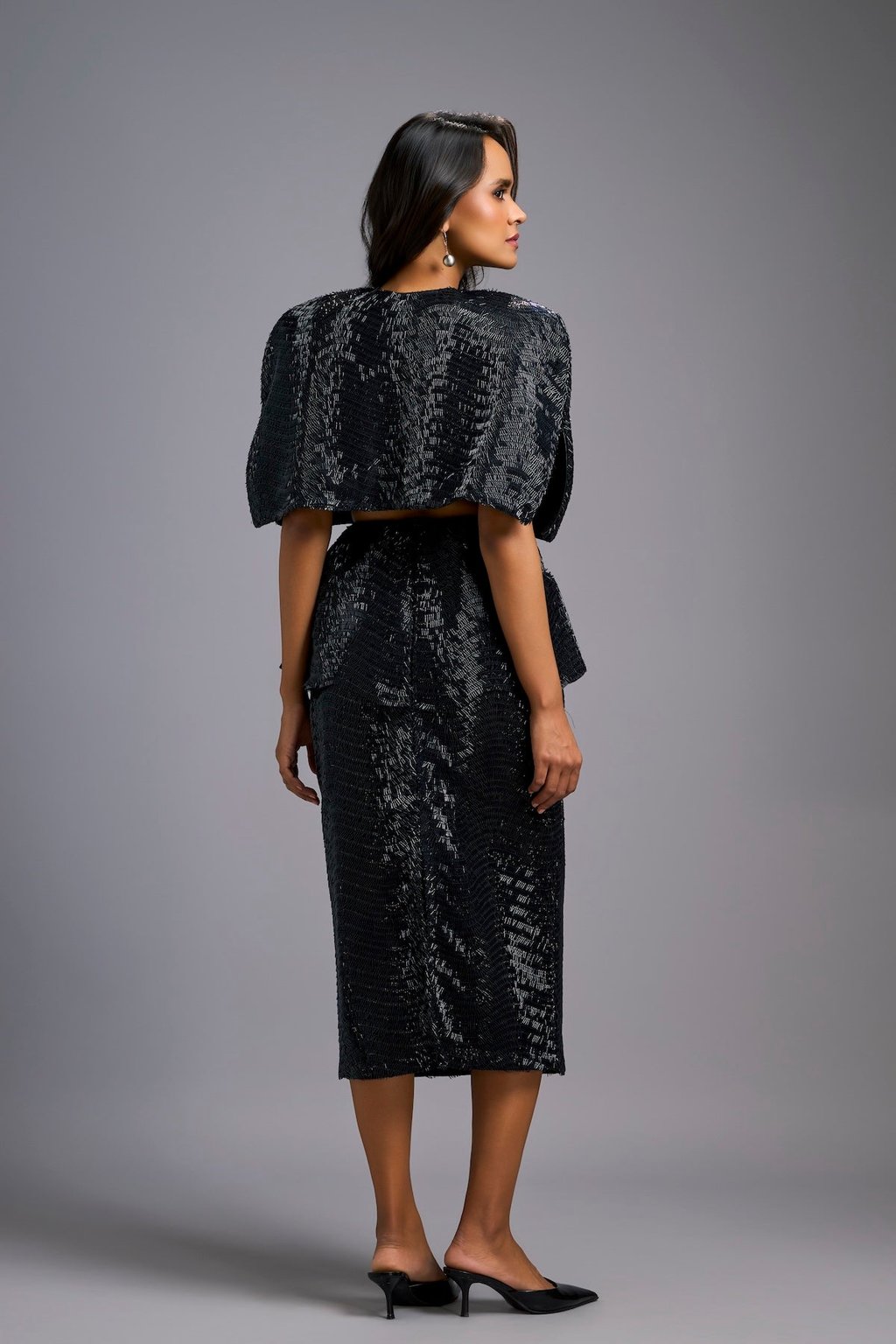 Shimmer Embroidered Midi Skirt