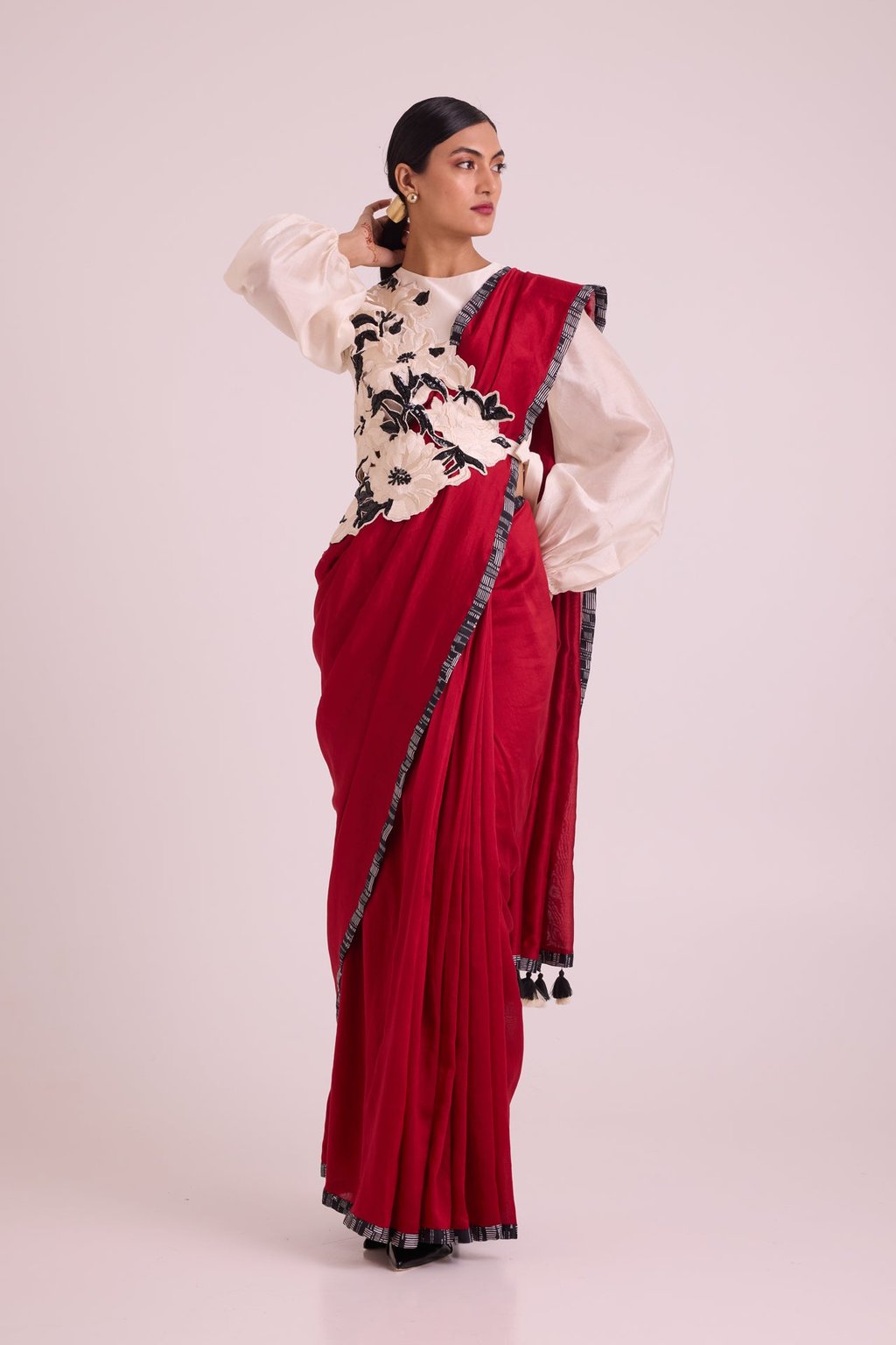 Manali - Bishop Blouse + Pre-Draped Saree + Bib