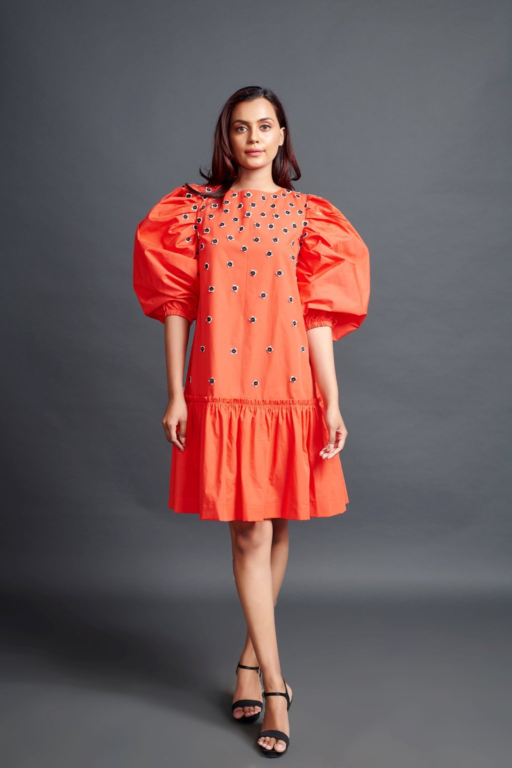 Short Backless Dress with Embroidery